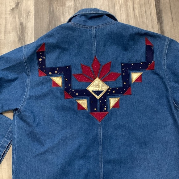 Vintage CMC RARE Sundance Tribal Denim Long Coat - Picture 11 of 14